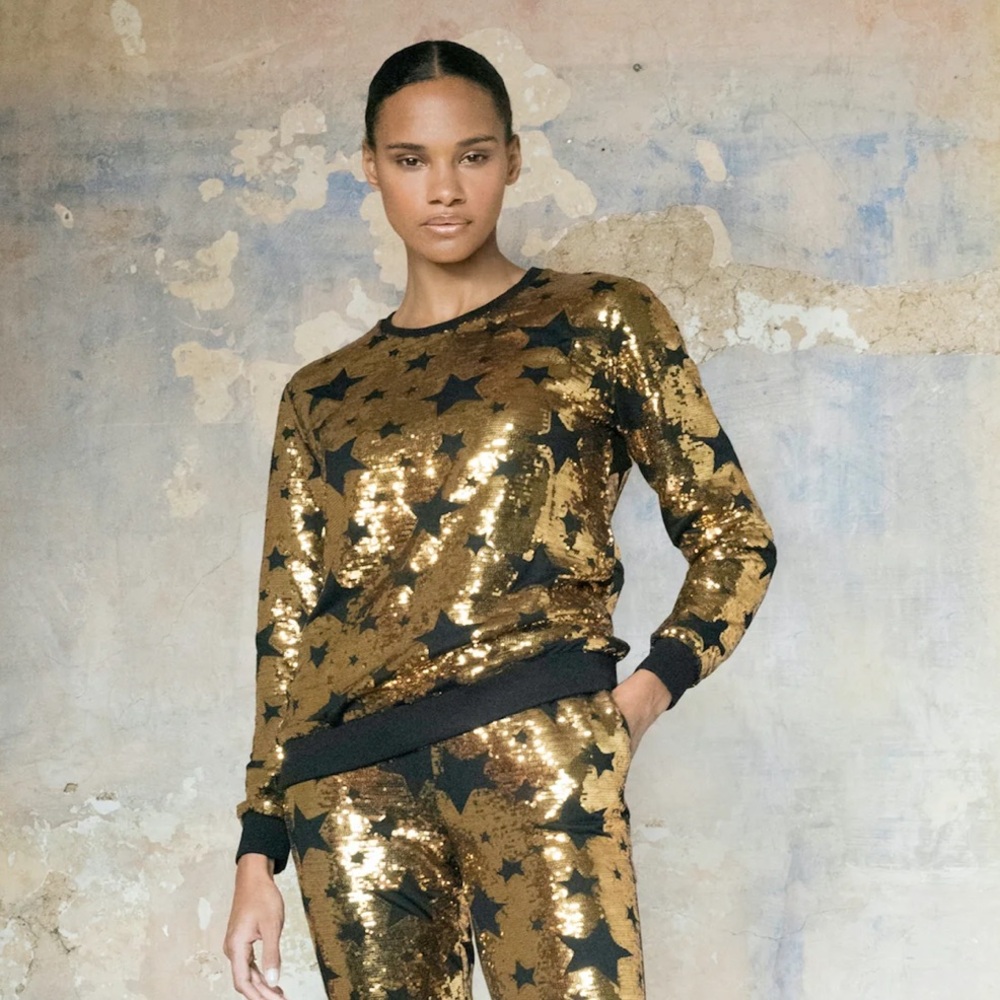 Any Old Iron Nashville Gold Sequin Sweater size XS